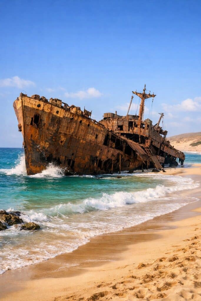Strandwrack Santa Maria vor Boa vista